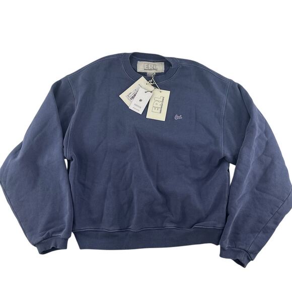 Farfetch ERL Script Crewneck Pullover Sweatshirt Men's Blue Size S - Picture 4 of 12